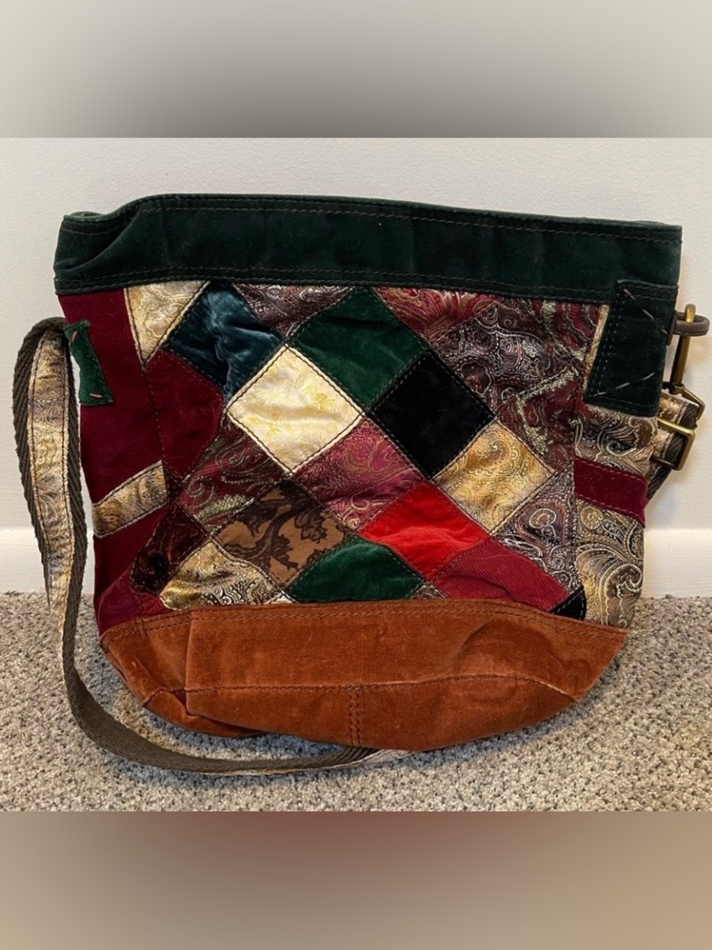 Lucky Brand Vintage Boho Patchwork Velvet Crossbody Bag